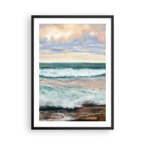 Poster in cornice nera - Onde del mare al tramonto - 50x70cm - Dove l'anima si calma - Decorazione murale moderna per soggiorno e camera da letto ARTTOR