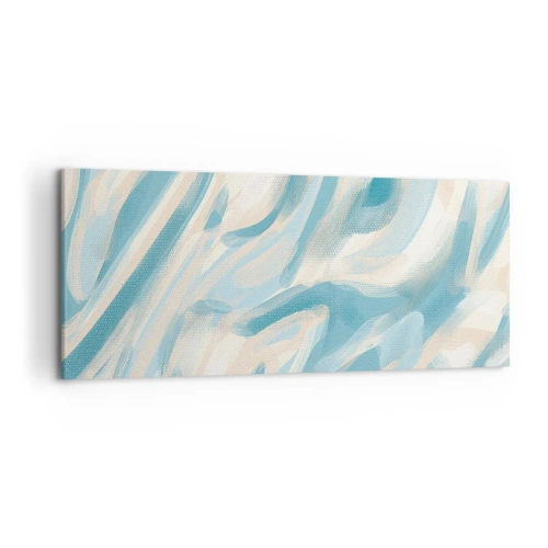 Quadro su tela - Stampe su Tela - Striature blu astratte su uno sfondo chiaro - 120x50cm - Brezze primaverili - Decorazione murale moderna per soggiorno e camera da letto ARTTOR