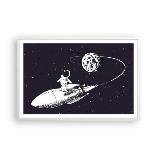 Poster in cornice bianca - Surfista spaziale - 91x61 cm