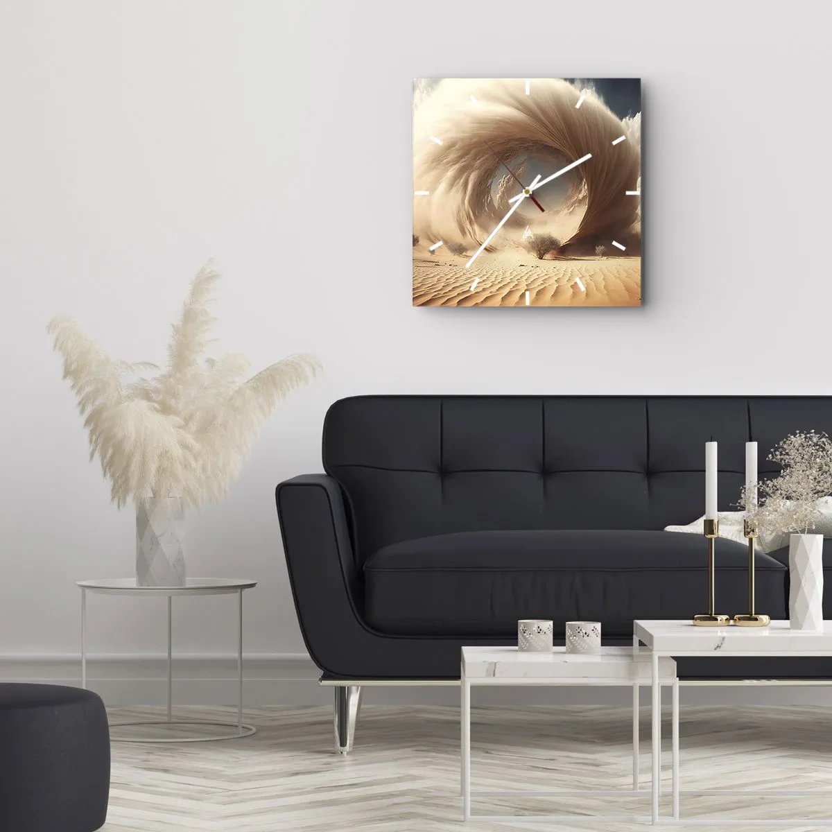 Orologio da parete - Orologio in Vetro - Vortice di sabbia dinamico in un deserto con alberi - 30x30cm - Il portale è aperto - Decorazione murale moderna per soggiorno e camera da letto ARTTOR
