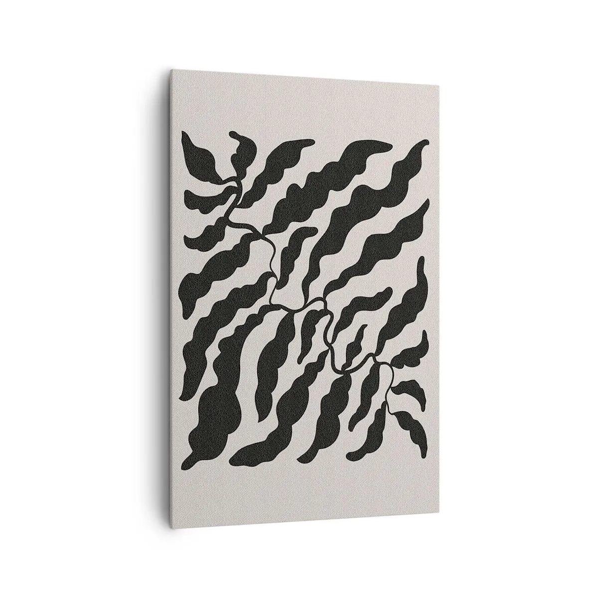 Quadro su tela - Stampe su Tela - Ramoscelli con foglie nere su sfondo chiaro - 80x120cm - La natura del quadrato - Decorazione murale moderna per soggiorno e camera da letto ARTTOR