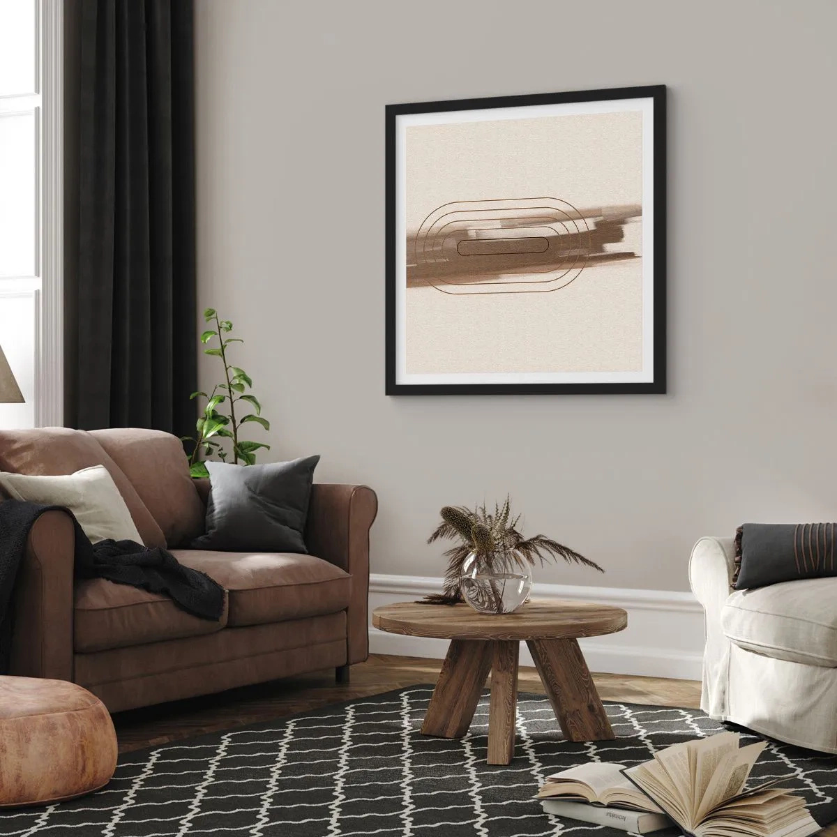 Poster in cornice nera - Un soffio di grigio - 30x30 cm