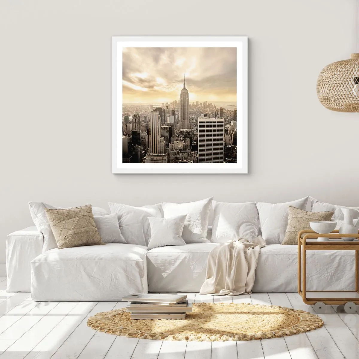 Poster in cornice bianca - New York in grigio - 40x40 cm