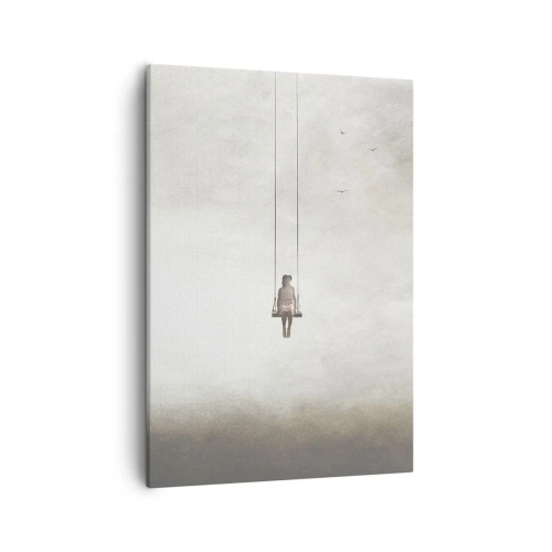 Quadro su tela - Stampe su Tela - Una figura su un'altalena sospesa nello spazio - 50x70cm - Il bambino che è in noi - Decorazione murale moderna per soggiorno e camera da letto ARTTOR