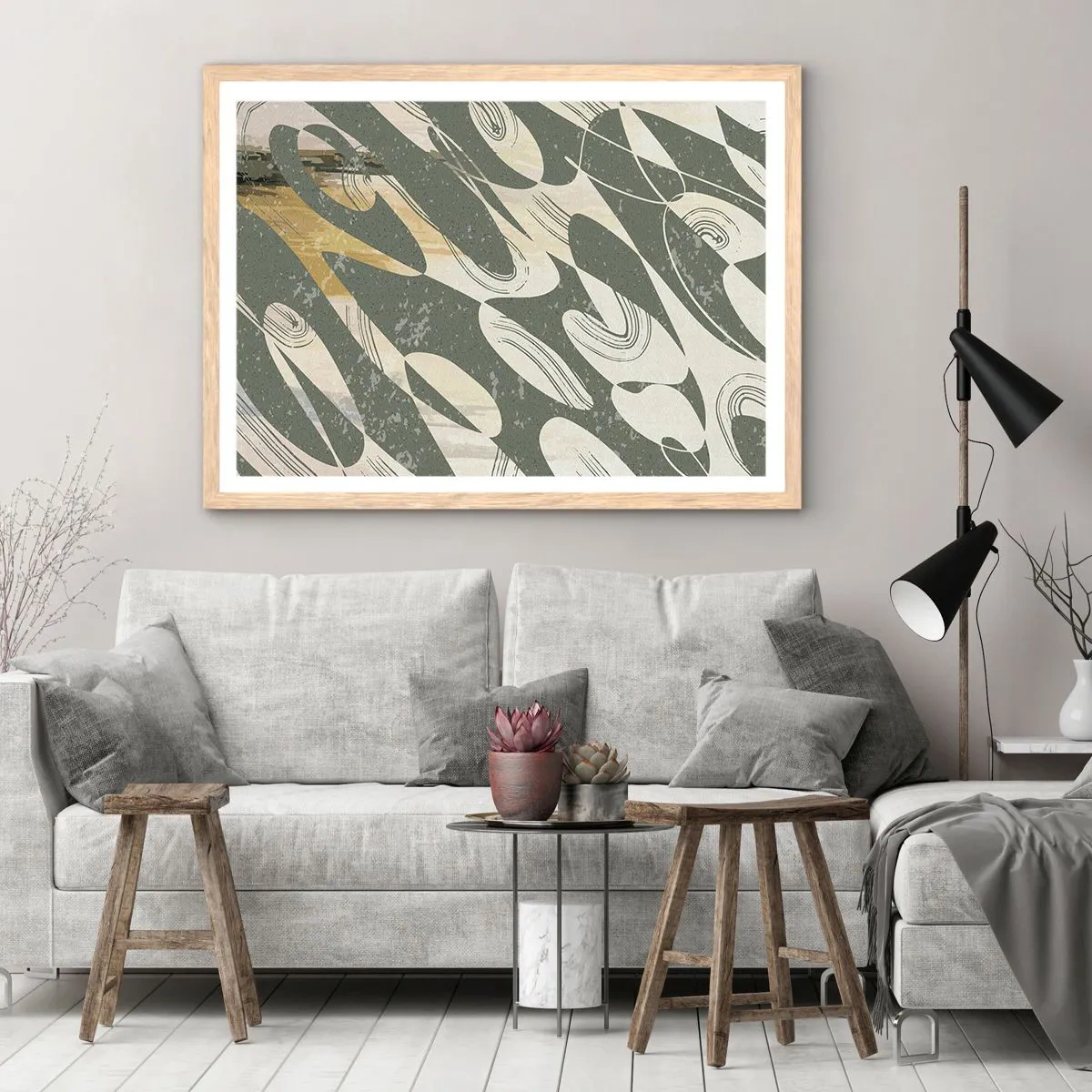 Poster in cornice rovere chiaro - Astrazione ritmica - 91x61 cm