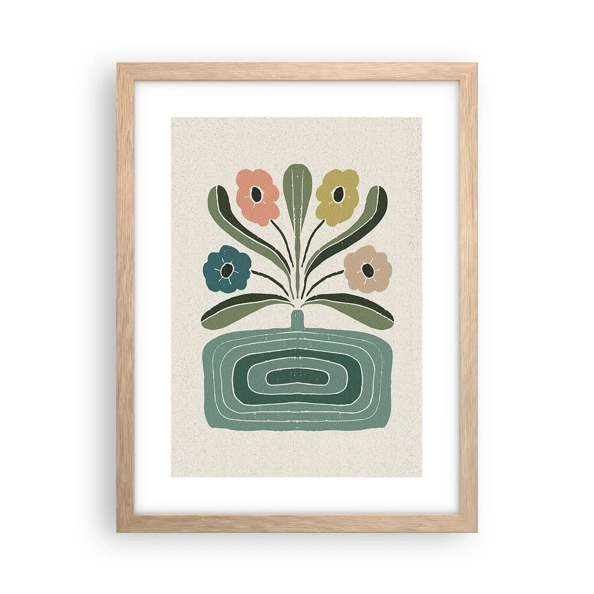 Poster in cornice rovere chiaro - Bouquet simmetrico - 30x40 cm