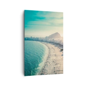 Quadro su tela - Stampe su Tela - Panorama della spiaggia di Copacabana con le montagne sullo sfondo a Rio de Janeiro - 80x120cm - Vacanze senza fine a Rio - Decorazione murale moderna per soggiorno e camera da letto ARTTOR
