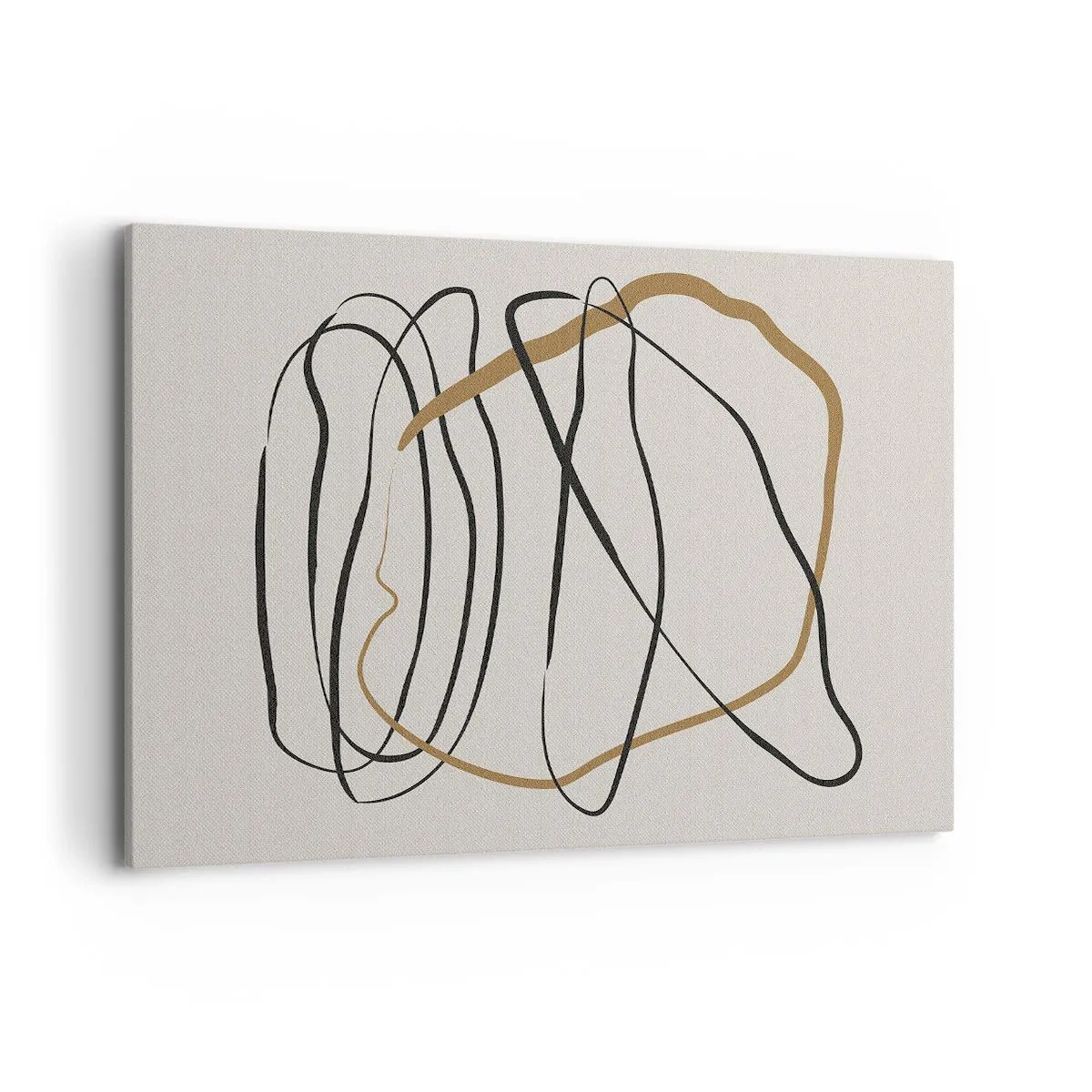 Quadro su tela - Stampe su Tela - Linee artistiche in nero e oro su uno sfondo chiaro - 120x80cm - Composizione: danza intricata - Decorazione murale moderna per soggiorno e camera da letto ARTTOR