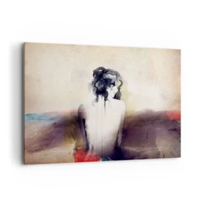 Quadro su tela - Stampe su Tela - Un sottile ritratto di una donna in stile artistico - 100x70cm - Linee miti, forme ovali - Decorazione murale moderna per soggiorno e camera da letto ARTTOR