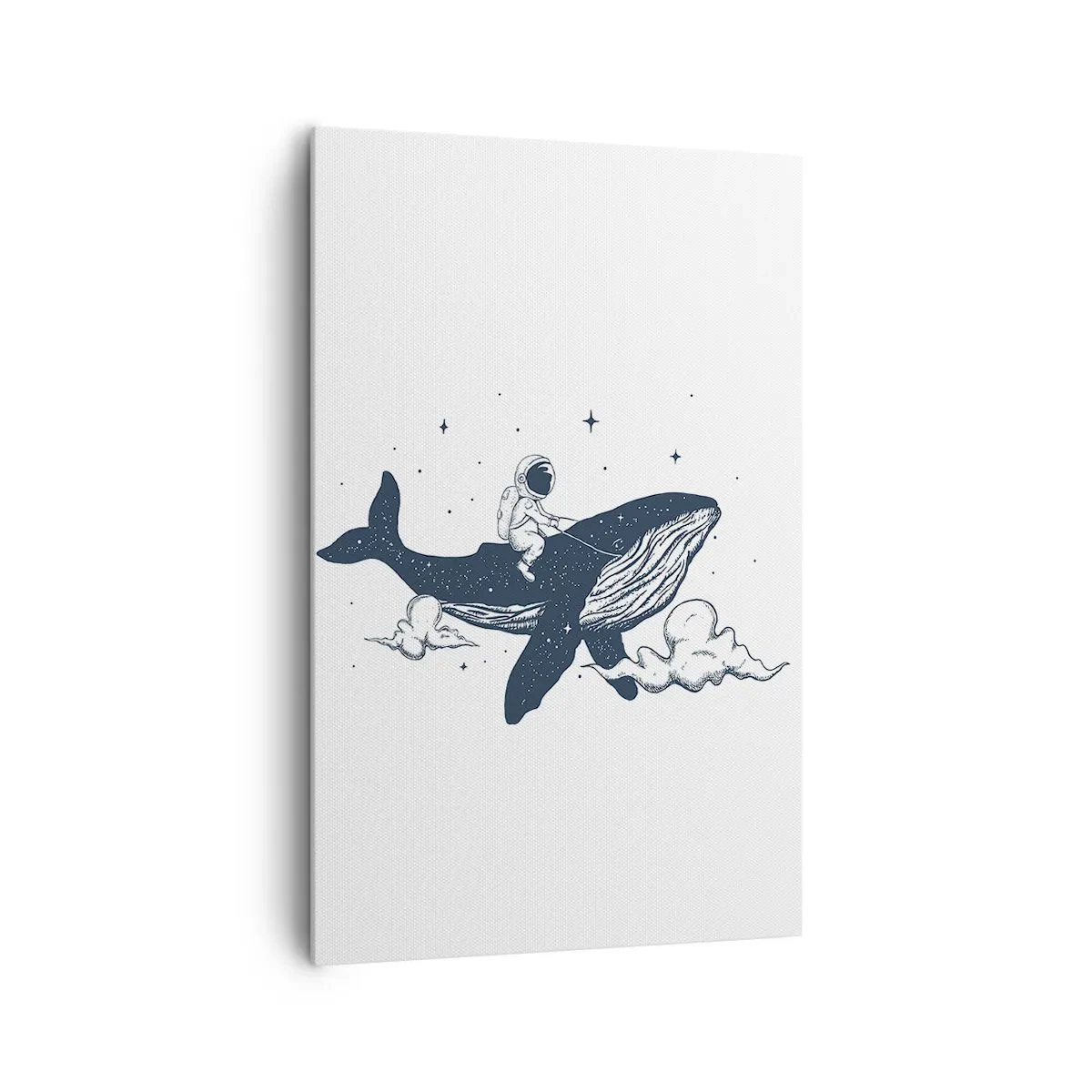 Quadro su tela - Stampe su Tela - Astronauta su una balena che galleggia nello spazio - 80x120cm - Avventura nello spazio - Decorazione murale moderna per soggiorno e camera da letto ARTTOR