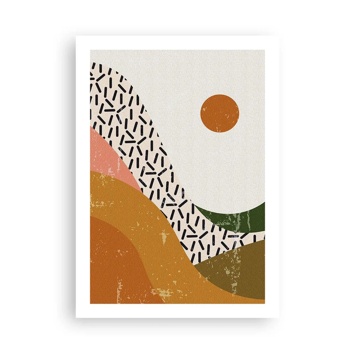 Poster - Paesaggio astratto dai colori caldi - 50x70cm - Astrazione solare - Decorazione murale moderna per soggiorno e camera da letto ARTTOR