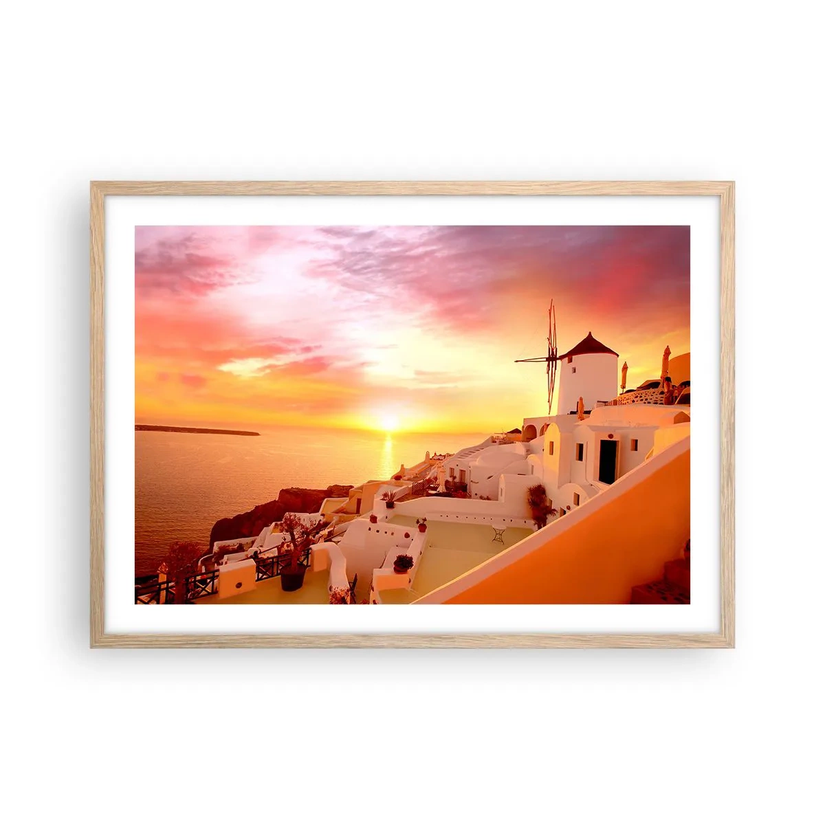 Poster in cornice rovere chiaro - Sciogliersi nel bianco e nell'oro - 70x50 cm