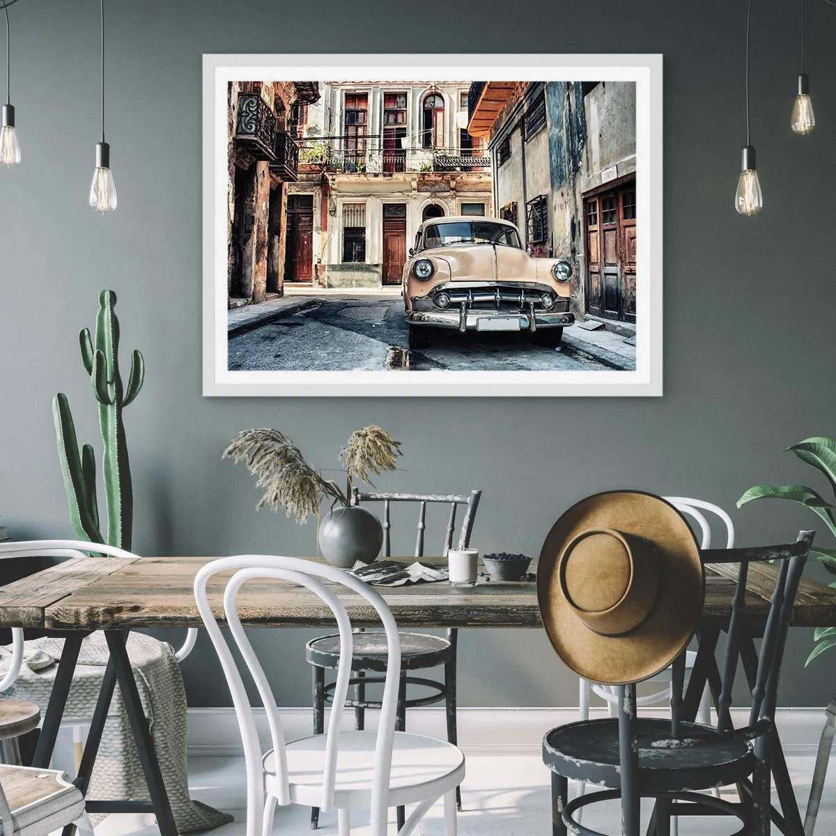 Poster in cornice bianca - Siesta all'Avana - 70x50 cm