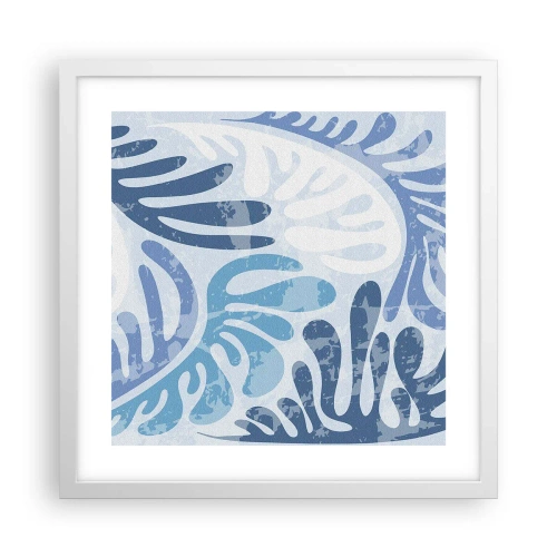 Poster in cornice bianca - Felci blu - 40x40 cm