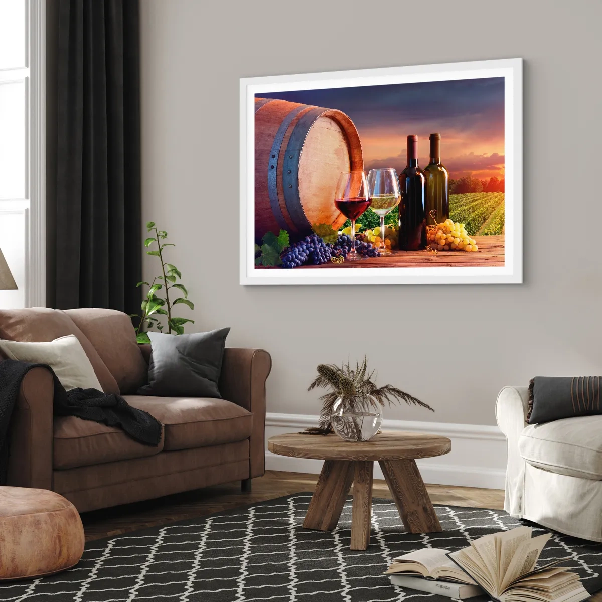 Poster in cornice bianca - Qui la vita ha gusto - 100x70 cm