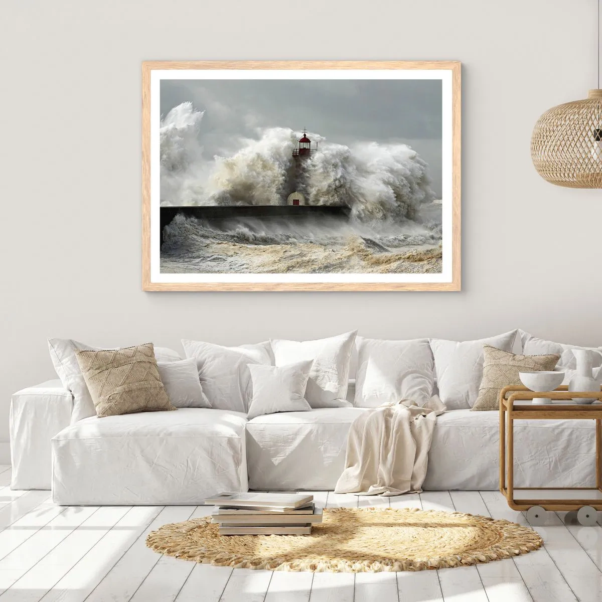 Poster in cornice rovere chiaro - L'ira dell'oceano - 50x40 cm