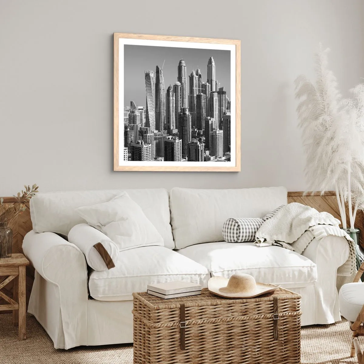 Poster in cornice rovere chiaro - La città sul deserto - 50x50 cm
