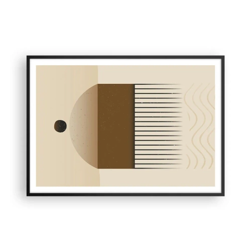 Poster in cornice nera - Composizione geometrica astratta nei toni del beige e del marrone - 100x70cm - Diversi stati - Decorazione murale moderna per soggiorno e camera da letto ARTTOR