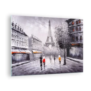 Quadro su vetro - Una passeggiata parigina - 70x50cm - Passeggiata a Parigi - Decorazione murale moderna per soggiorno e camera da letto ARTTOR