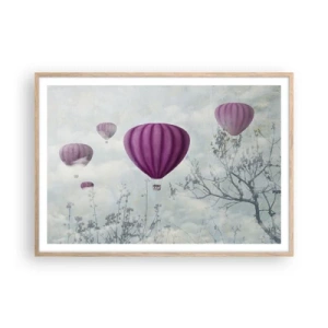 Poster in cornice rovere chiaro - Come navi nel cielo - 100x70 cm