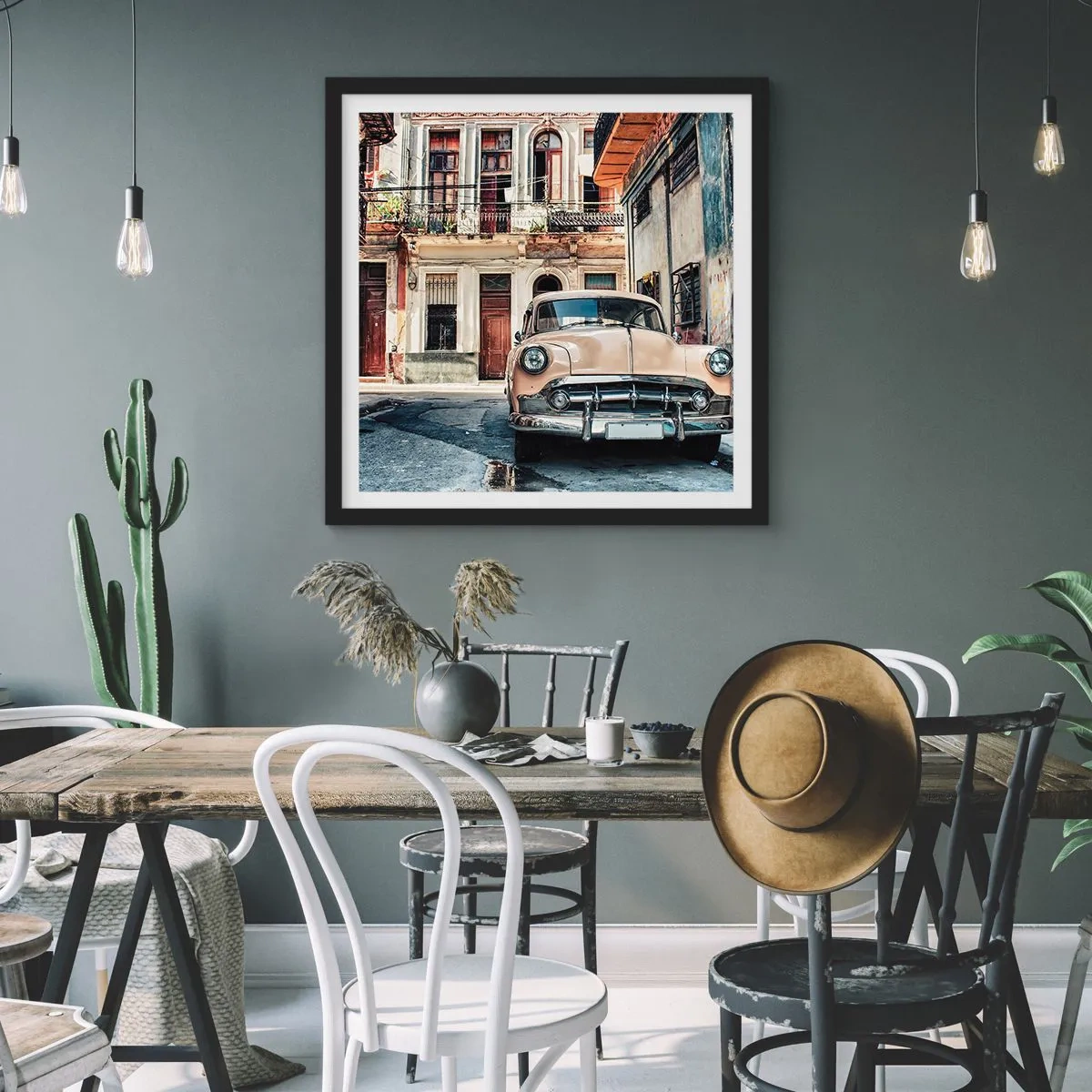 Poster in cornice nera - Siesta all'Avana - 30x30 cm