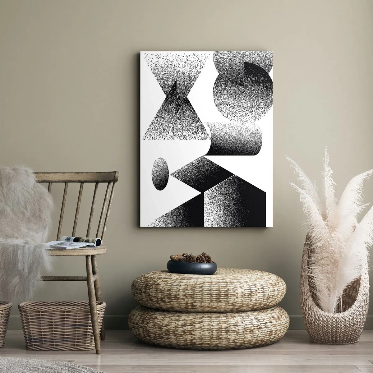 Quadro su tela - Stampe su Tela - Geometria composta da angoli e forme ovali - 50x70cm - Angoli e ovali - Decorazione murale moderna per soggiorno e camera da letto ARTTOR