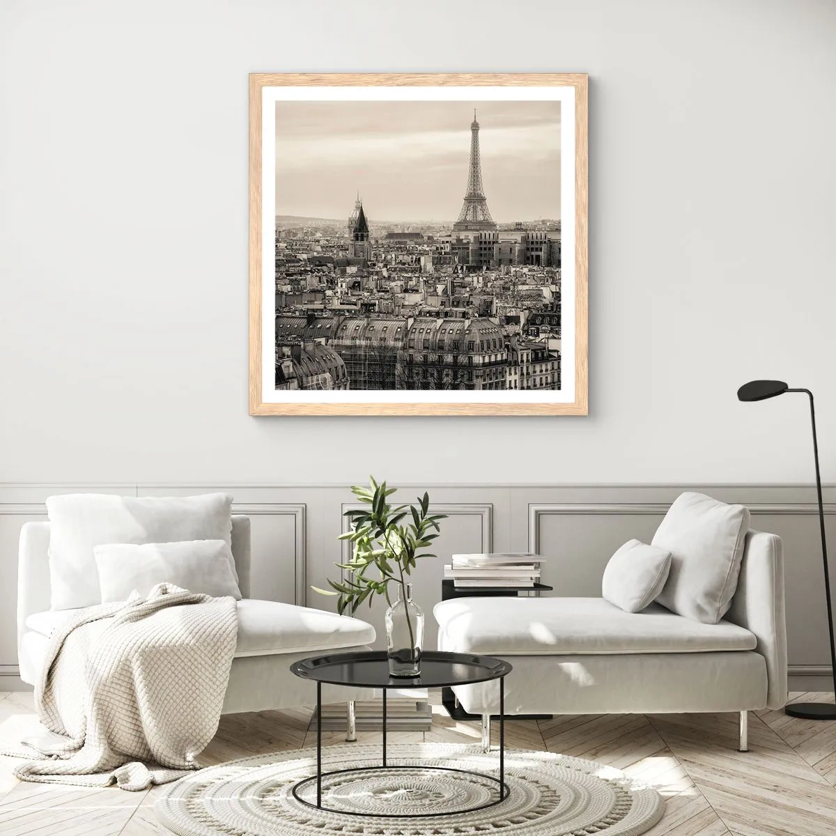 Poster in cornice rovere chiaro - Sui tetti di Parigi - 30x30 cm