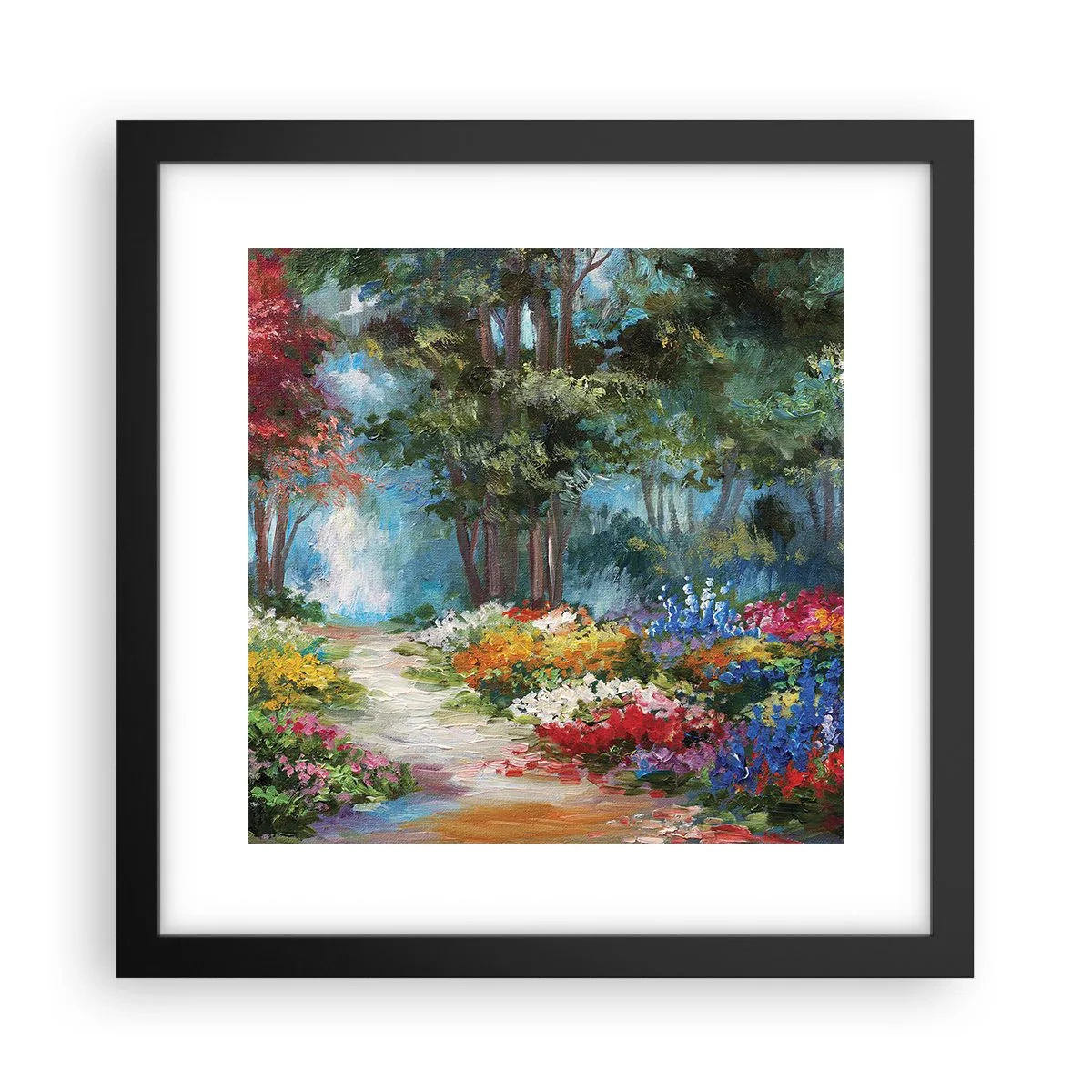 Poster in cornice nera - Il giardino del bosco d'aprile - 30x30 cm