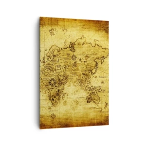 Quadro su tela - Stampe su Tela - Antica mappa del mondo d'epoca - 70x100cm - Questo mondo è strano - Decorazione murale moderna per soggiorno e camera da letto ARTTOR