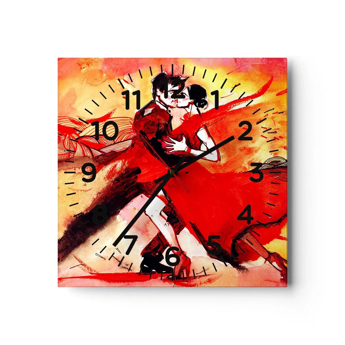 Orologio da parete - Orologio in Vetro - Il ritmo porpora della passione - 40x40 cm