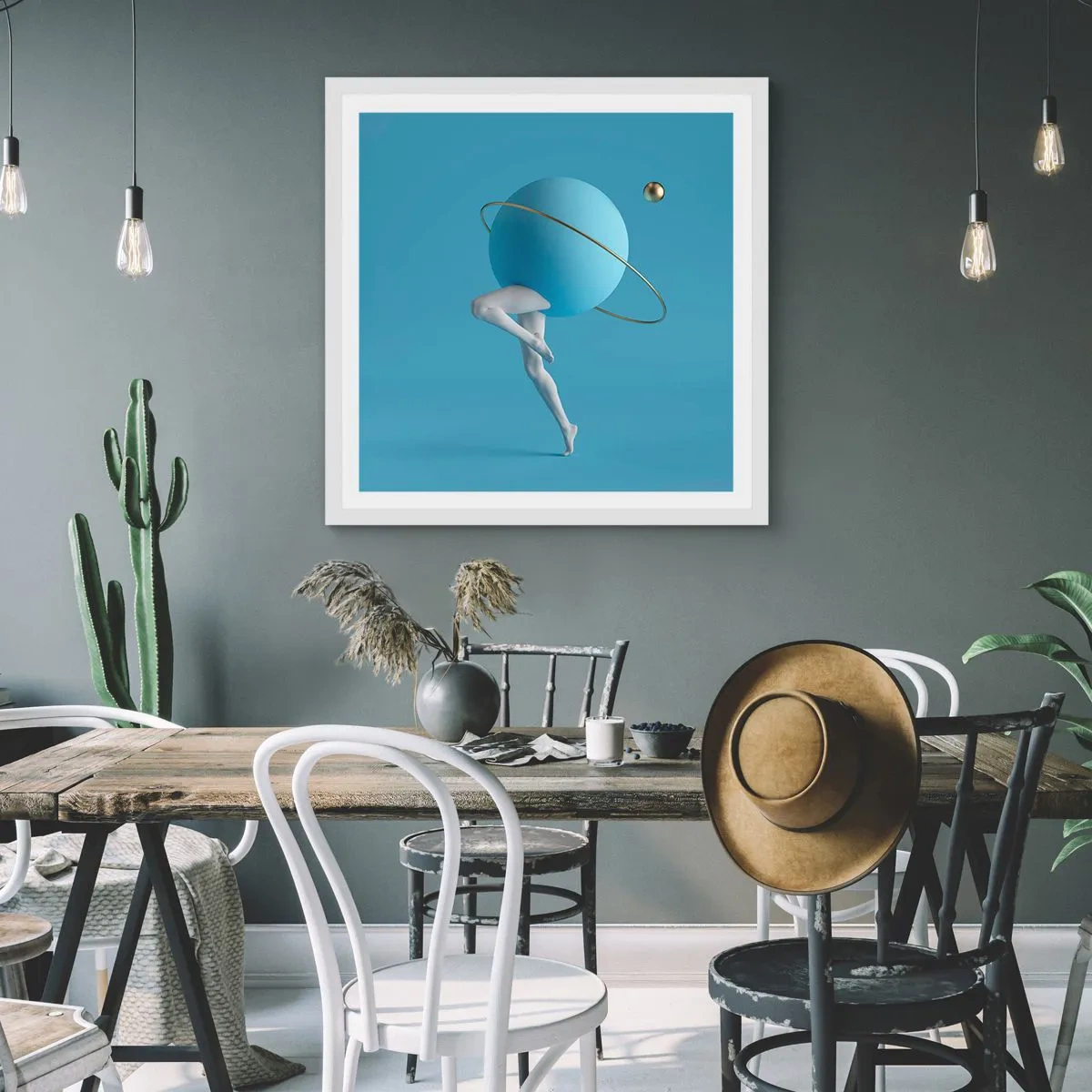 Poster in cornice bianca - E i pianeti folleggiano - 50x50 cm