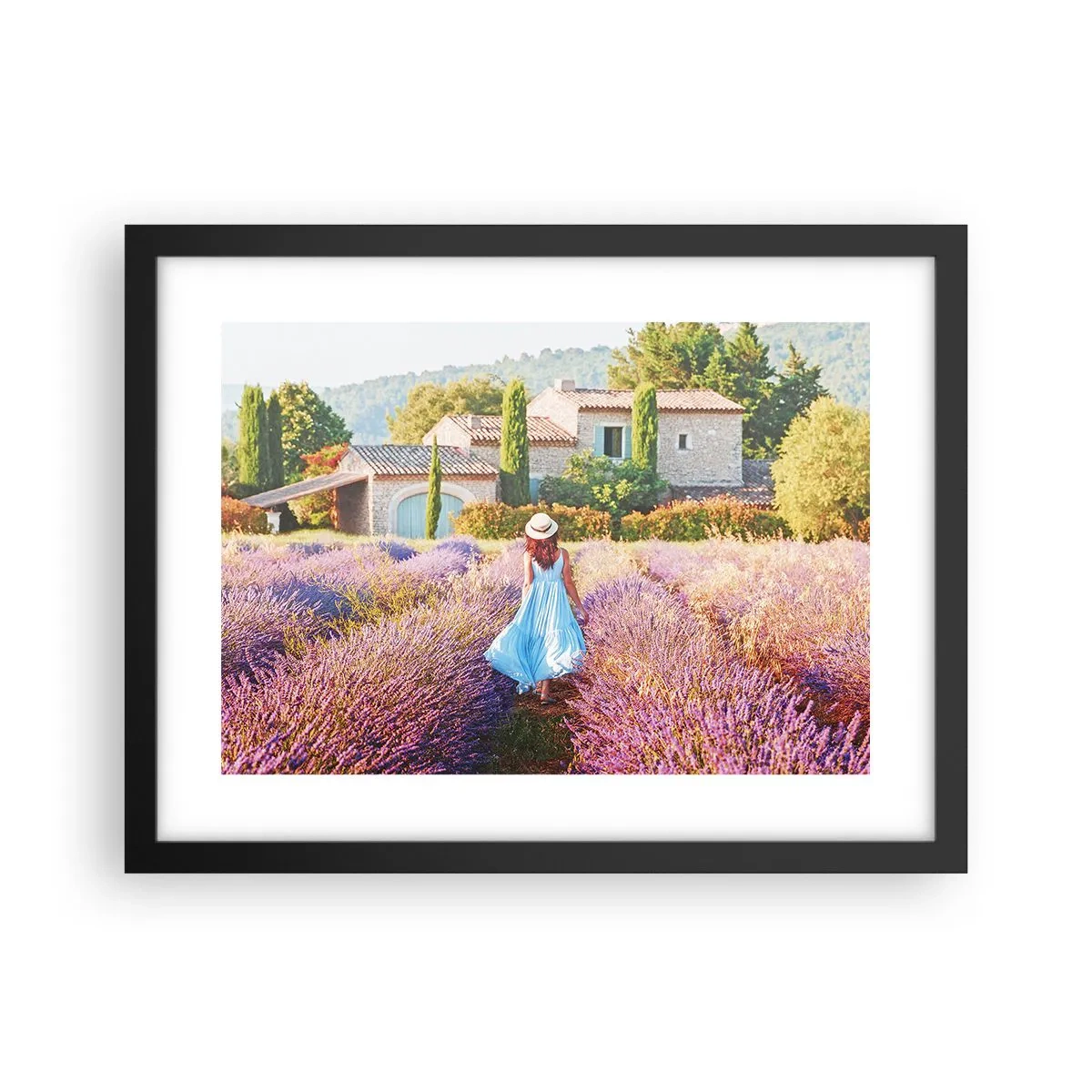 Poster in cornice nera - La ragazza nella lavanda - 40x30 cm