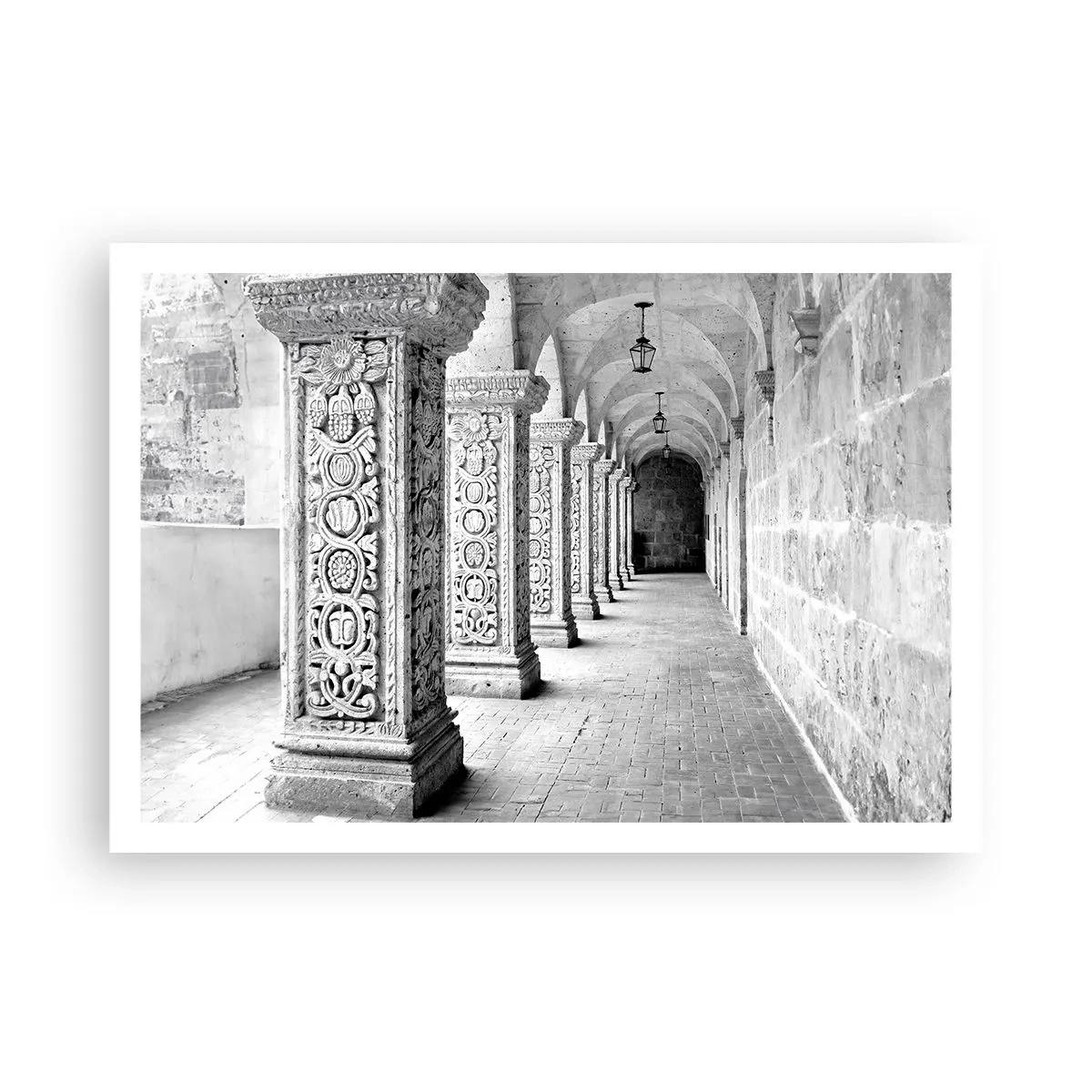 Poster - Colonne storiche in uno scatto monocromatico - 100x70cm - Dove porterà? - Decorazione murale moderna per soggiorno e camera da letto ARTTOR