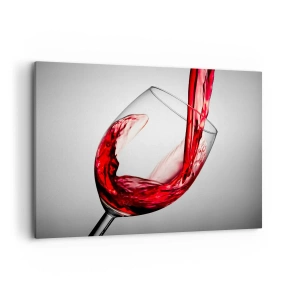Quadro su tela - Stampe su Tela - Un bicchiere di vino rosso versato su uno sfondo chiaro - 120x80cm - Colore - movimento - suono - Decorazione murale moderna per soggiorno e camera da letto ARTTOR