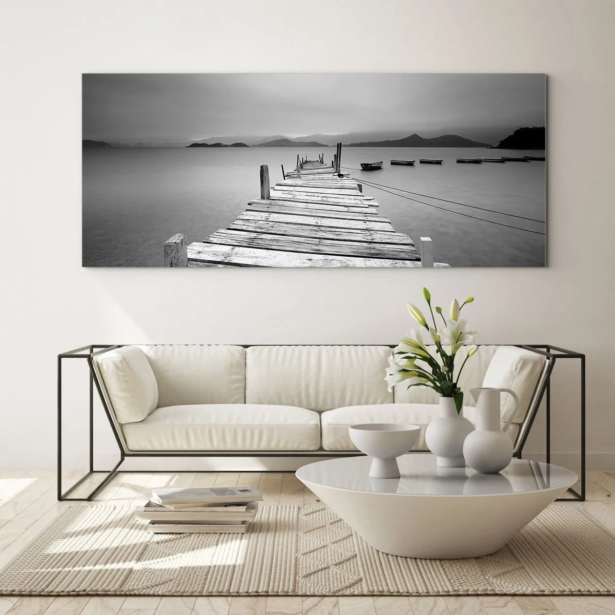 Quadro su vetro - Dietro i monti, dietro i mari - 90x30 cm