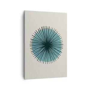 Quadro su tela - Stampe su Tela - Forma circolare astratta con raggi blu - 70x100cm - Radiosamente nel blu - Decorazione murale moderna per soggiorno e camera da letto ARTTOR