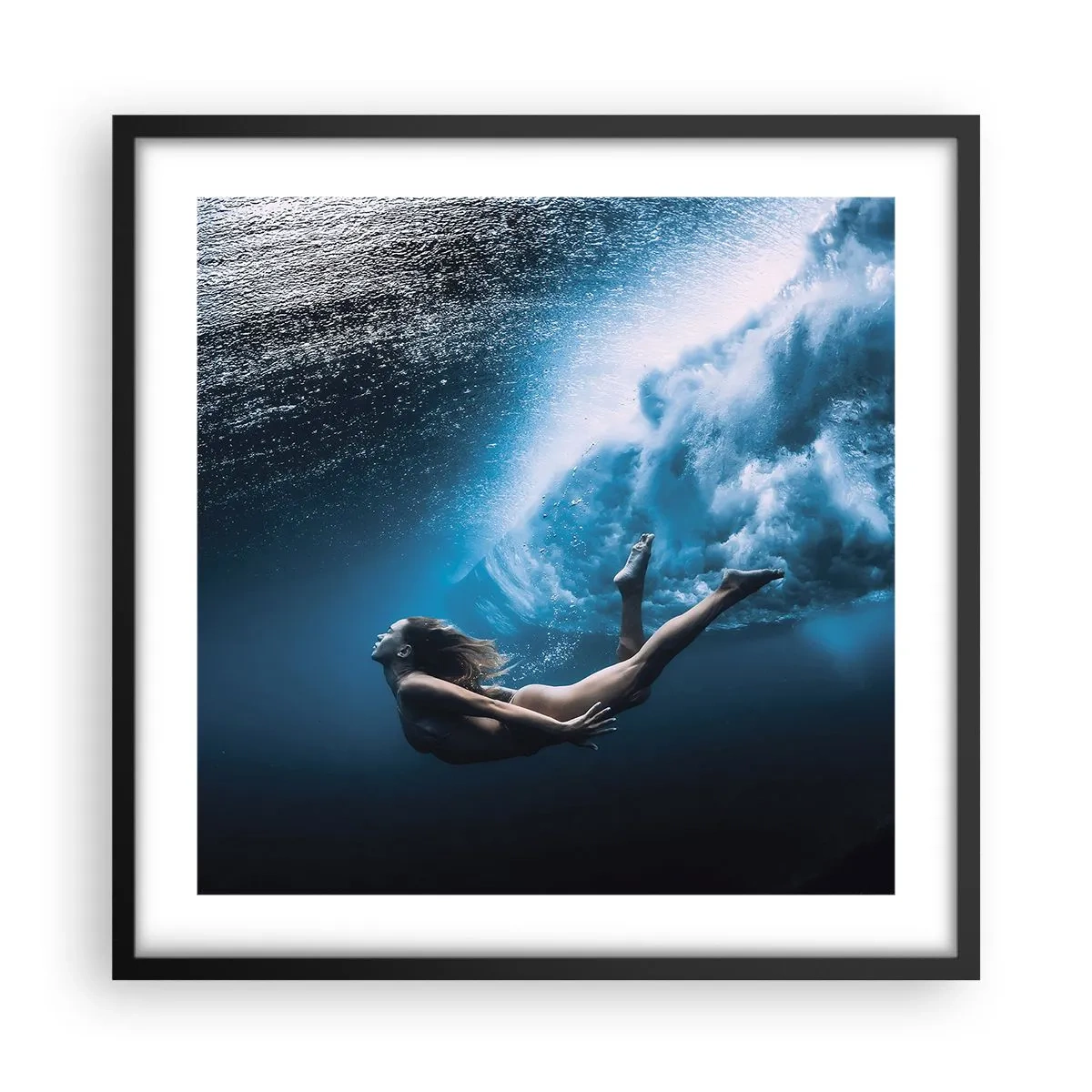 Poster in cornice nera - Moderna sirena - 50x50 cm