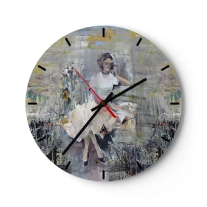 Orologio da parete - Orologio in Vetro - Una donna in un abito in stile impressionista - 30x30cm - Classica e moderna - Decorazione murale moderna per soggiorno, cucina e camera da letto ARTTOR