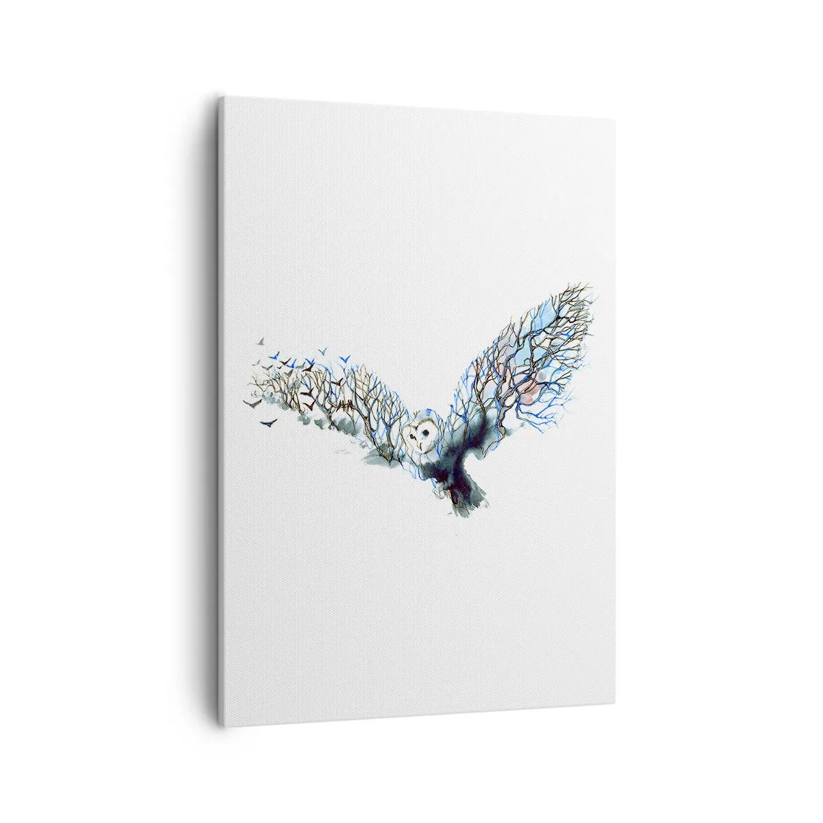 Quadro su tela - Stampe su Tela - Grafica artistica di un gufo con le ali spiegate - 50x70cm - Sulle ali del bosco - Decorazione murale moderna per soggiorno e camera da letto ARTTOR