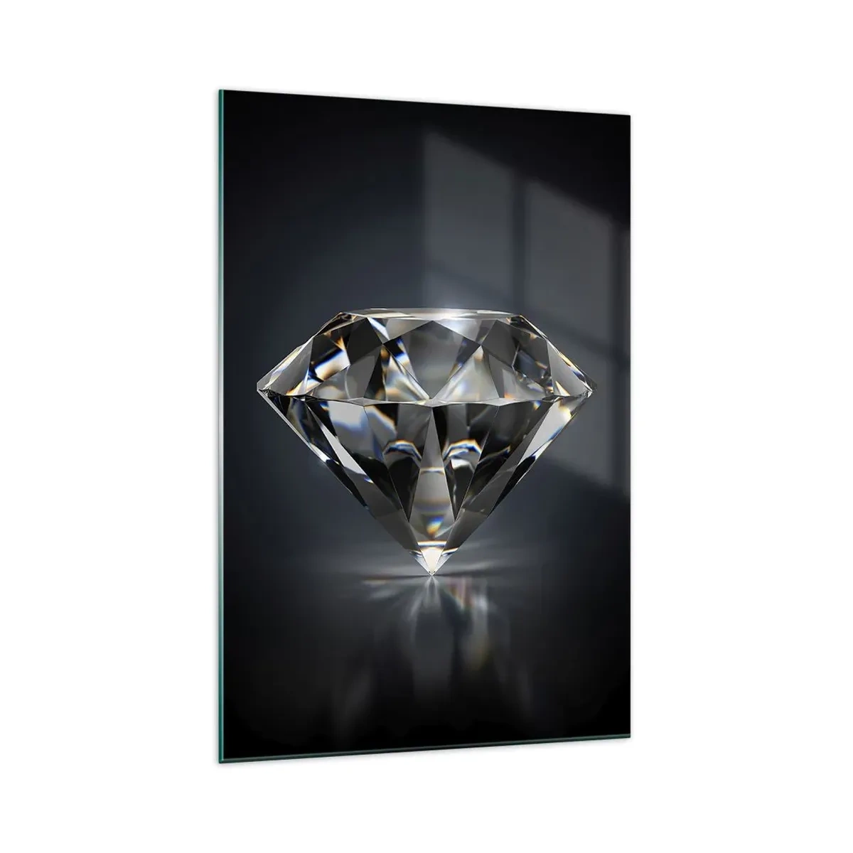 Quadro su vetro - Un'interpretazione artistica di un diamante su uno sfondo scuro - 70x100cm - Best girls friend - Decorazione murale moderna per soggiorno e camera da letto ARTTOR