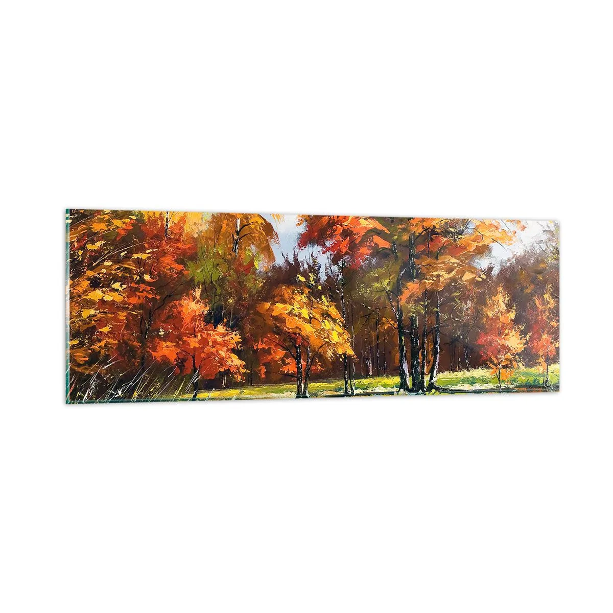 Quadro su vetro - Paesaggio in oro e marrone - 90x30 cm