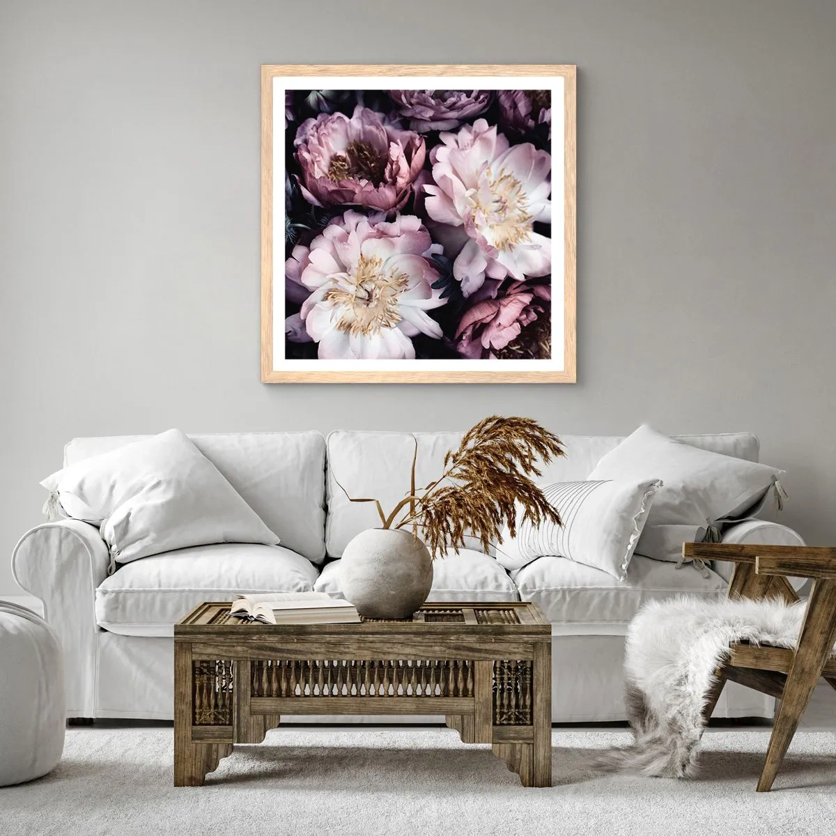 Poster in cornice rovere chiaro - Bouquet nel vecchio stile - 30x30 cm