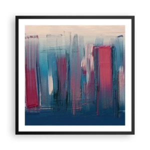Poster in cornice nera - Composizione verticale in blu e rosso - 60x60 cm