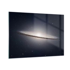 Quadro su vetro - Una galassia a spirale che fluttua nello spazio - 70x50cm - Tanto tempo fa in una lontana galassia... - Decorazione murale moderna per soggiorno e camera da letto ARTTOR