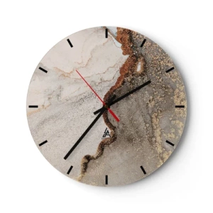 Orologio da parete - Orologio in Vetro - Una composizione astratta nei toni dell'oro e del grigio. - 30x30cm - Ai confini del colore - Decorazione murale moderna per soggiorno, cucina e camera da letto ARTTOR