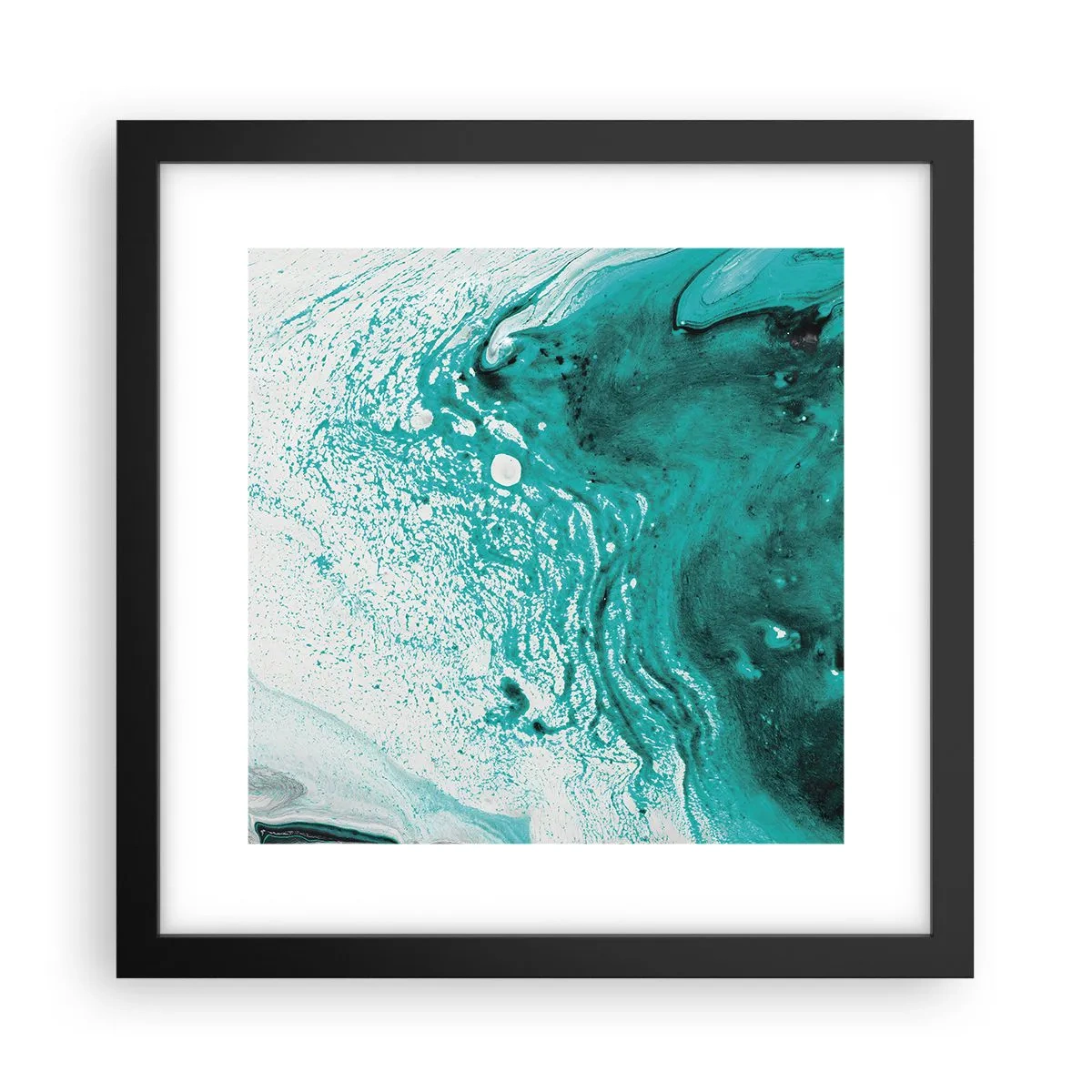 Poster in cornice nera - Sciogliendosi nel bianco e nel turchese - 30x30 cm