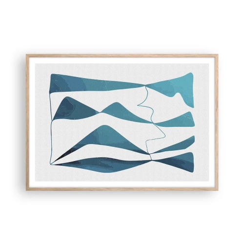 Poster in cornice rovere chiaro - Astrazione: legame turchese - 100x70 cm