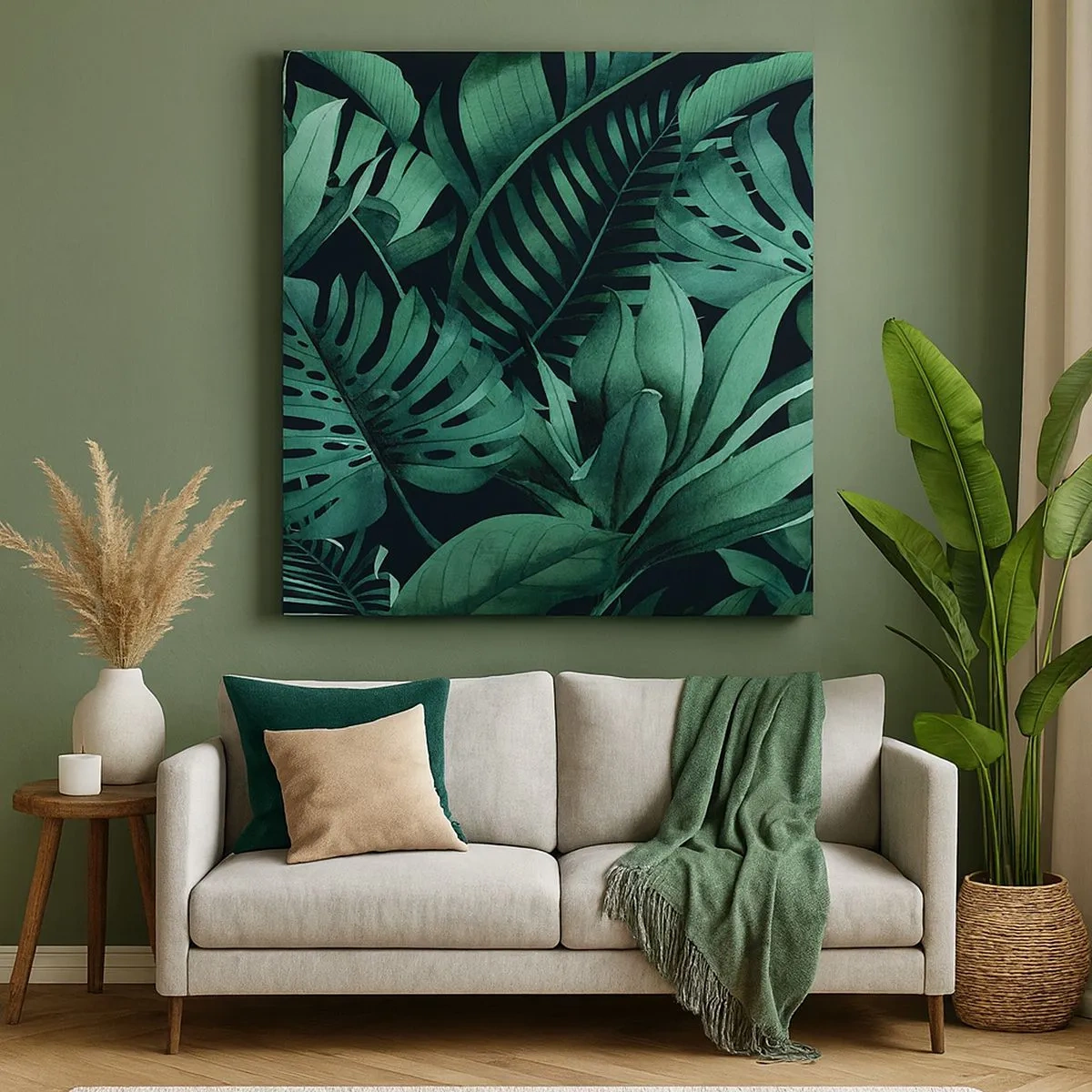 Quadro su tela - Stampe su Tela - Dal profondo del verde tropicale - 30x30 cm