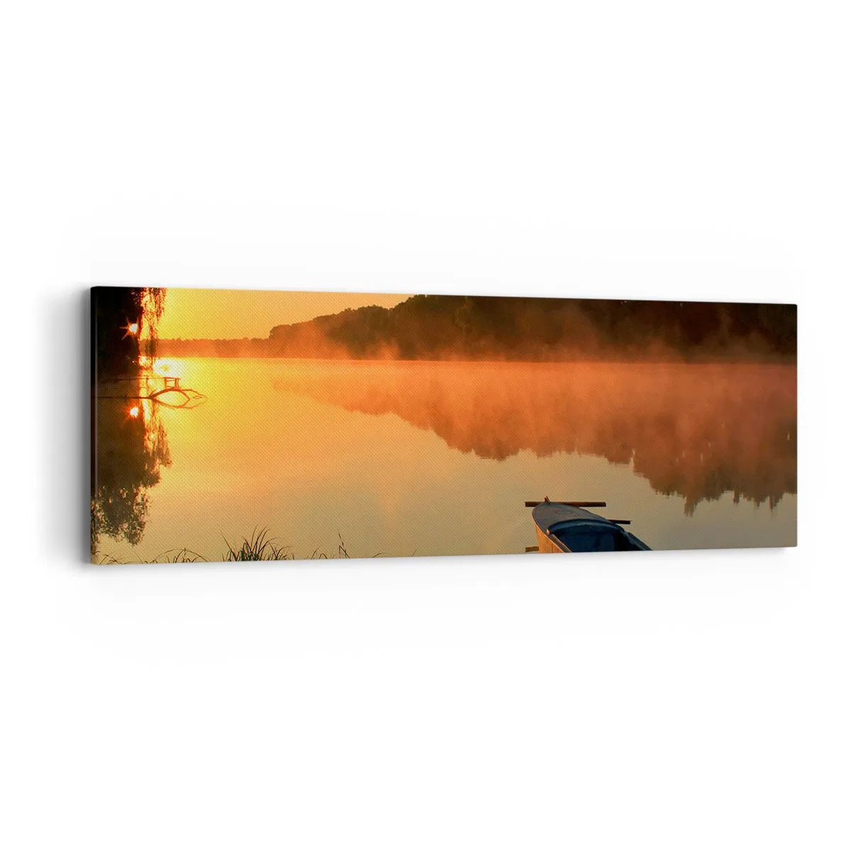 Quadro su tela - Stampe su Tela - Alba sull'acqua, come uno specchio - 90x30 cm