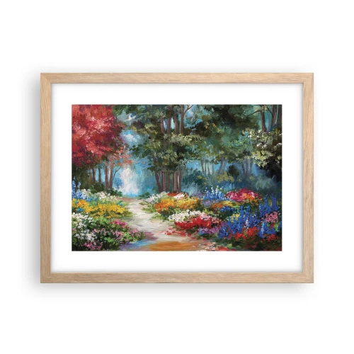 Poster in cornice rovere chiaro - Il giardino del bosco d'aprile - 40x30 cm